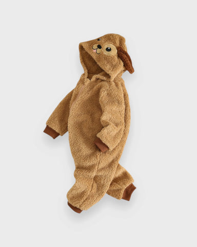 Baby Puppy Dog Sherpa Hooded Romper Costume