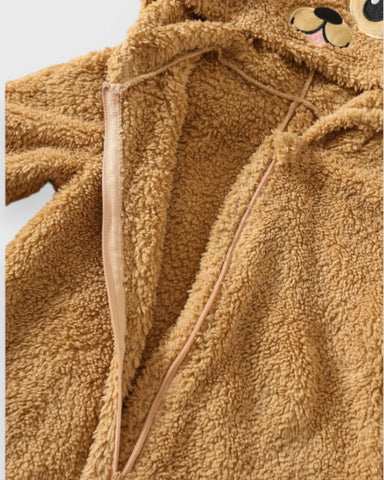 Baby Puppy Dog Sherpa Hooded Romper Costume
