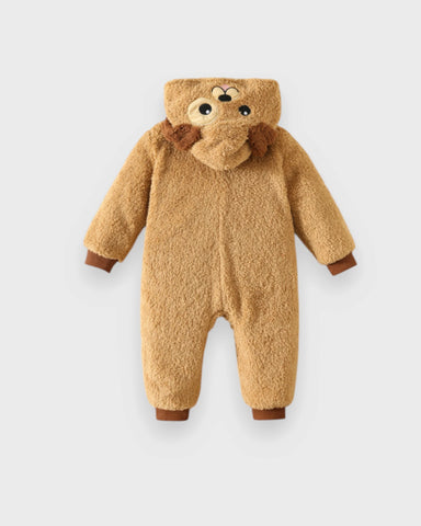 Baby Puppy Dog Sherpa Hooded Romper Costume