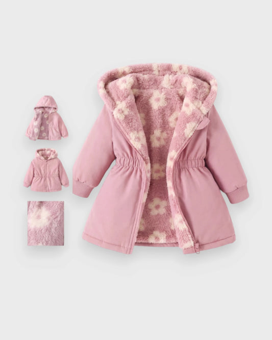 2-Pack Baby Girl Floral Sherpa-Lined Hooded Coats