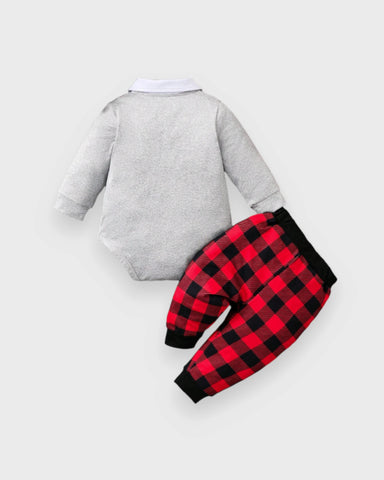 2 Pc Baby Boy Buffalo Plaid Santa Set