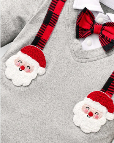 2 Pc Baby Boy Buffalo Plaid Santa Set