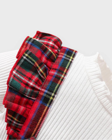 3 Pc Baby Girl Plaid Pinafore Dress, Shirt & Beret Set