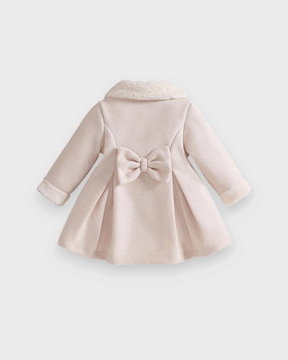 Baby Girl Faux-Fur Collar Lace Bow Coat