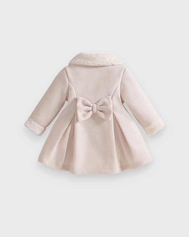 Baby Girl Faux-Fur Collar Lace Bow Coat