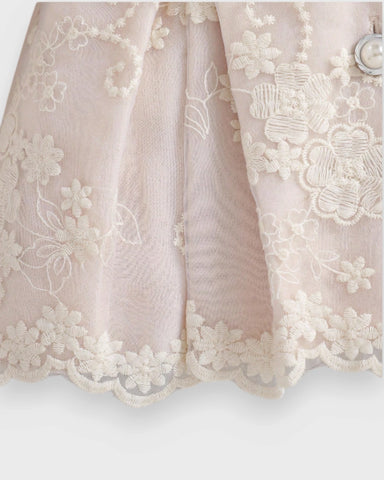 Baby Girl Faux-Fur Collar Lace Bow Coat