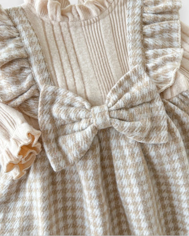 2 Pc Baby Girl Houndstooth Bow Dress & Headband Set