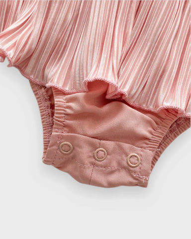 Baby Girl Pearl Collar Pleated Halter Romper Dress