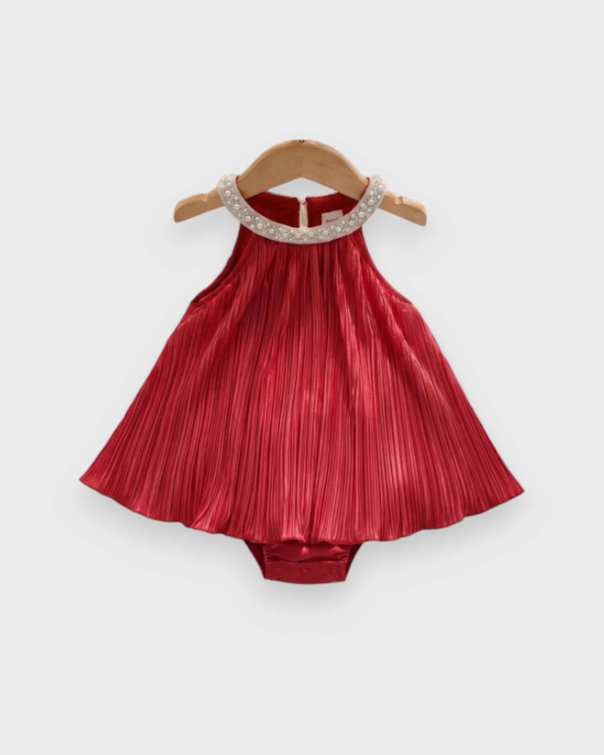 Baby Girl Pearl Collar Pleated Halter Romper Dress