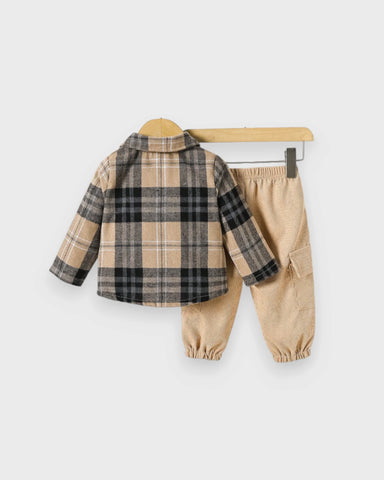 2 Pc Baby Boy Plaid Shirt & Corduroy Pants Set