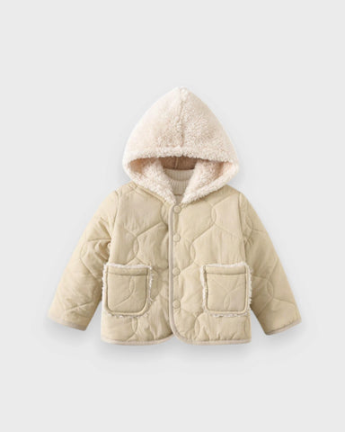 Unisex Baby Sherpa-Lined Quilted Hooded Coat