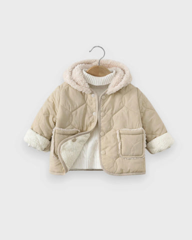 Unisex Baby Sherpa-Lined Quilted Hooded Coat