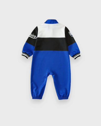 Baby Boy Racing Print Zip-Up Jumpsuit