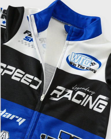 Baby Boy Racing Print Zip-Up Jumpsuit