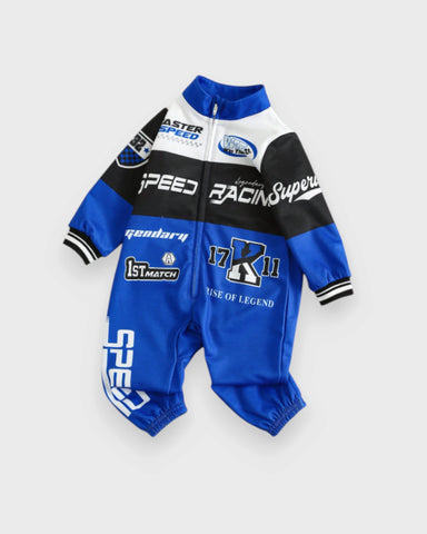 Baby Boy Racing Print Zip-Up Jumpsuit
