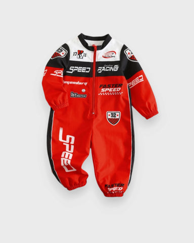 Baby Boy Racing Print Zip-Up Jumpsuit