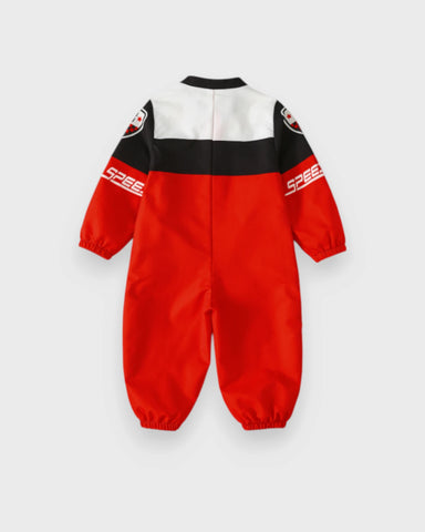 Baby Boy Racing Print Zip-Up Jumpsuit