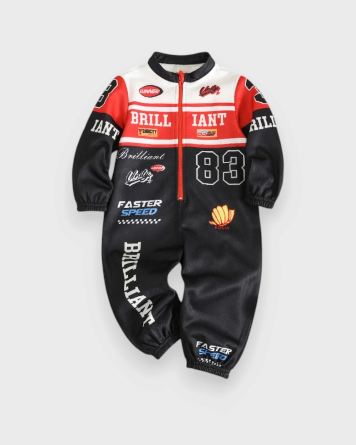 Baby Boy Racing Print Zip-Up Jumpsuit