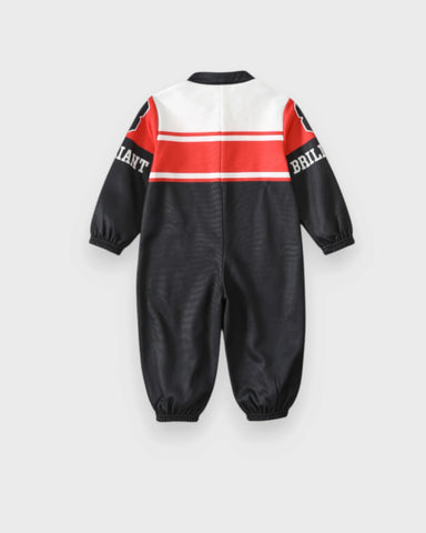 Baby Boy Racing Print Zip-Up Jumpsuit
