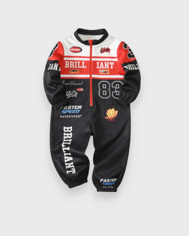 Baby Boy Racing Print Zip-Up Jumpsuit