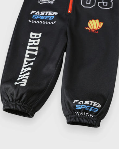 Baby Boy Racing Print Zip-Up Jumpsuit