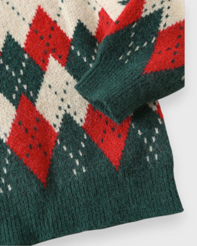 Baby Christmas Argyle Knit Sweater