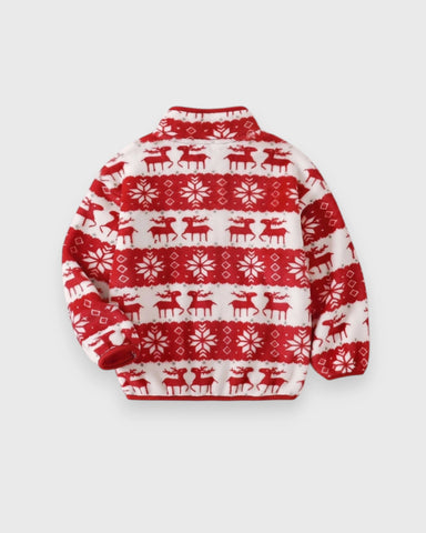 Kids Christmas Reindeer Fair Isle Fleece Pullover