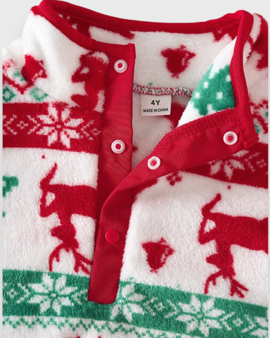 Kids Christmas Reindeer Fair Isle Fleece Pullover
