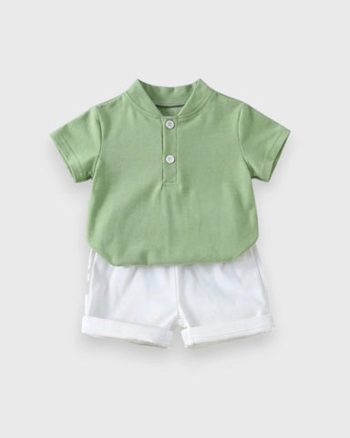 Baby Boy Quarter Button Tee & Shorts Set
