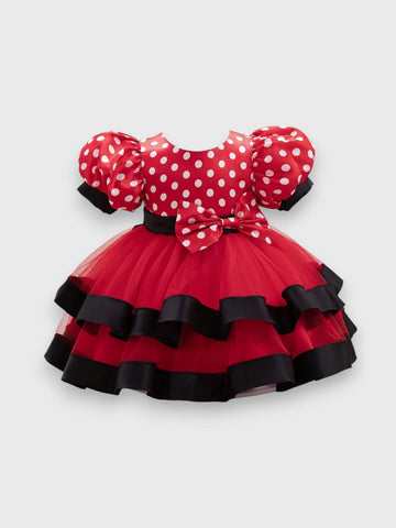 Baby Girl Bubble Sleeve Polka Dot Dress