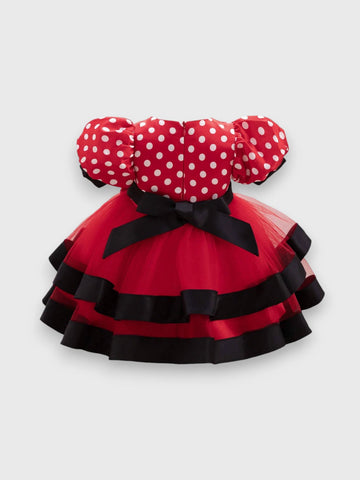 Baby Girl Bubble Sleeve Polka Dot Dress