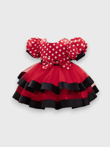 Baby Girl Bubble Sleeve Polka Dot Dress