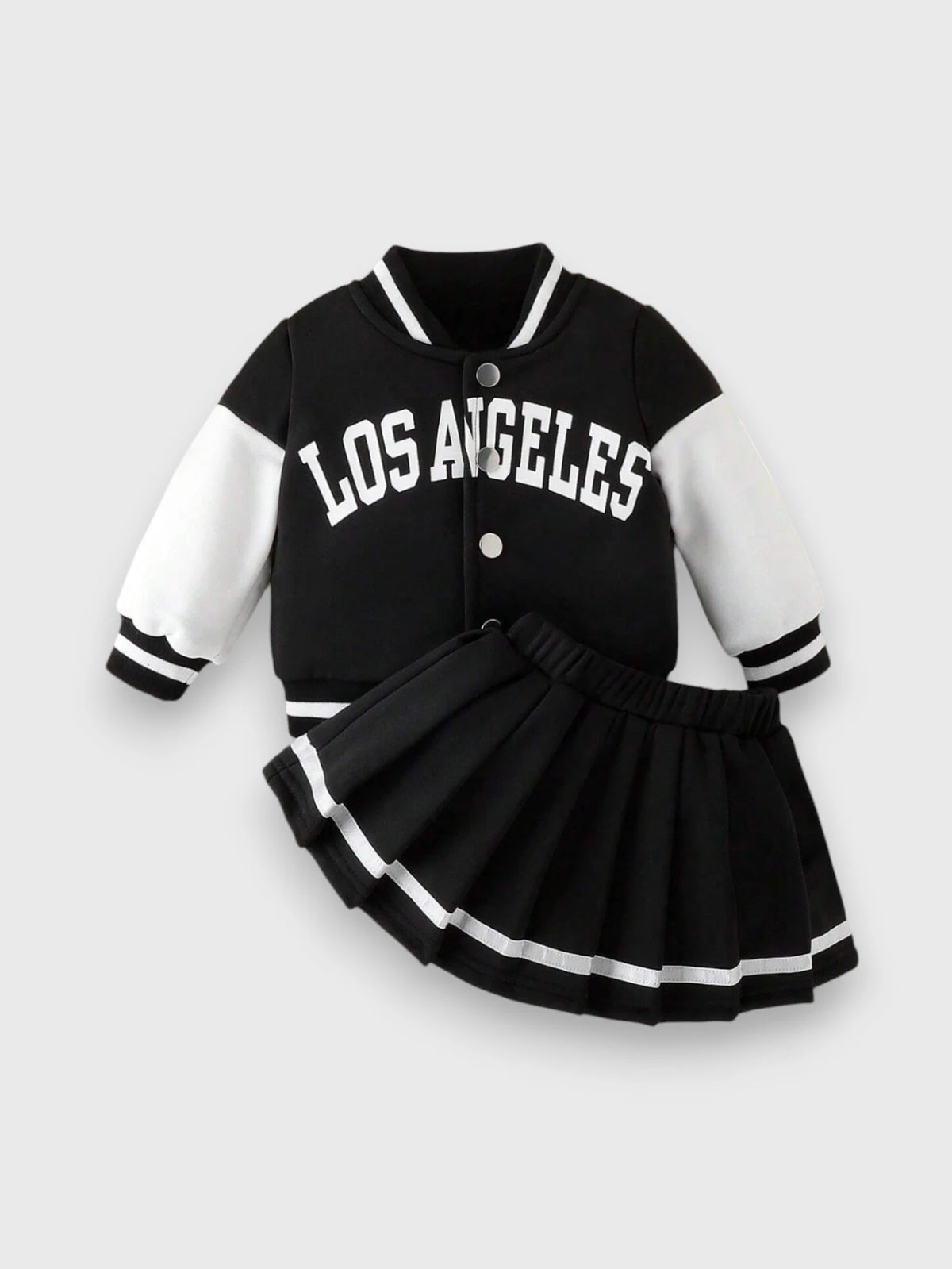 2 Pcs Baby Girl Varsity Jacket & Skirt