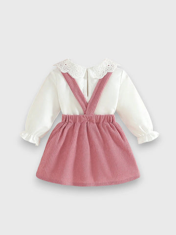 2 Pc Baby Girl Scallop Collar Blouse with Skirt