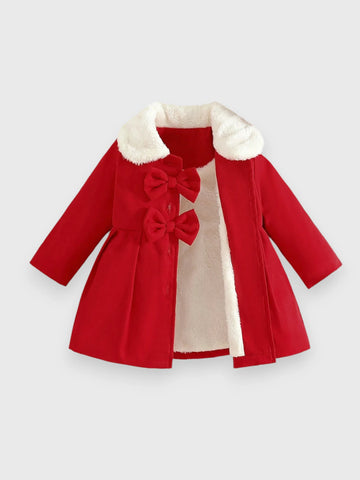 Baby Girl Fleece Lined Bow Coat