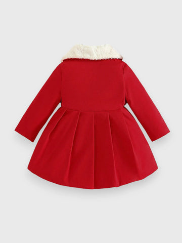 Baby Girl Fleece Lined Bow Coat