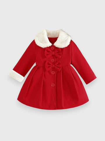 Baby Girl Fleece Lined Bow Coat