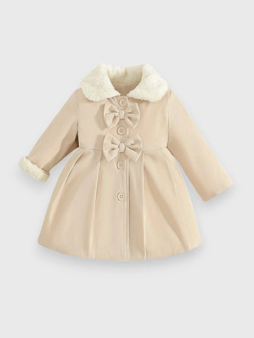 Baby Girl Fleece Lined Bow Coat