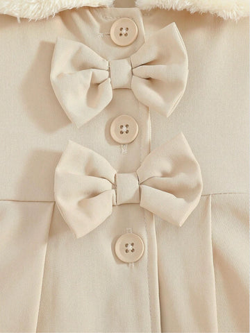 Baby Girl Fleece Lined Bow Coat