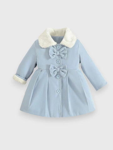 Baby Girl Fleece Lined Bow Coat