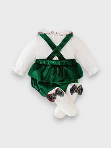 3 Pcs Baby Girl Suspender Bloomers with Socks