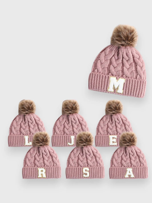 Baby Toddler Letter Cable Knit Beanie Hat