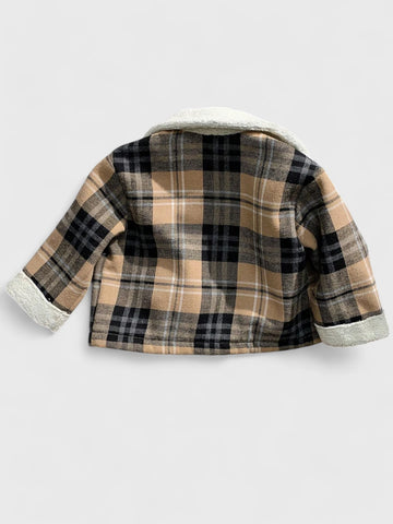 Baby Boy Sherpa Lined Plaid Coat