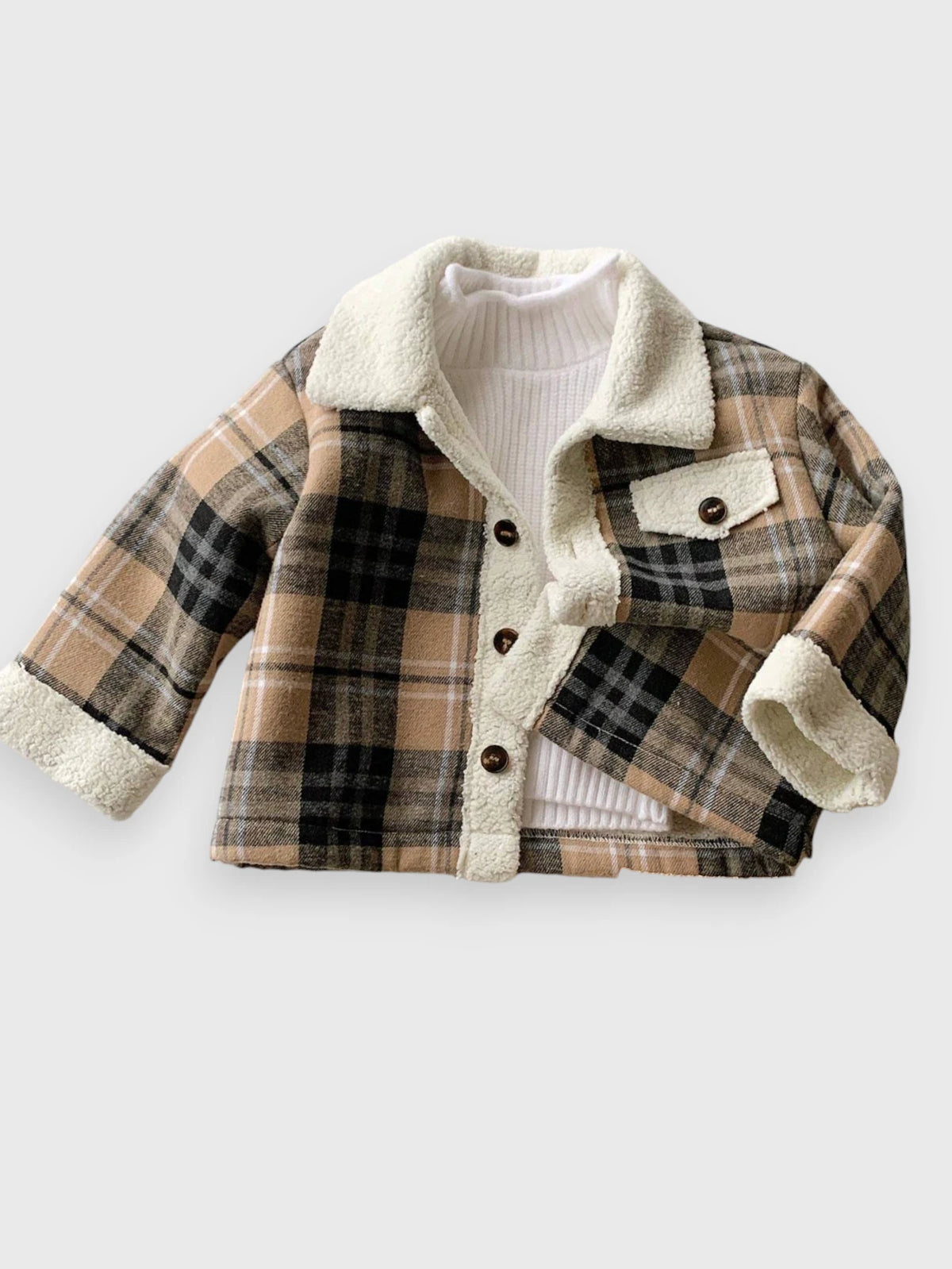 Baby Boy Sherpa Lined Plaid Coat