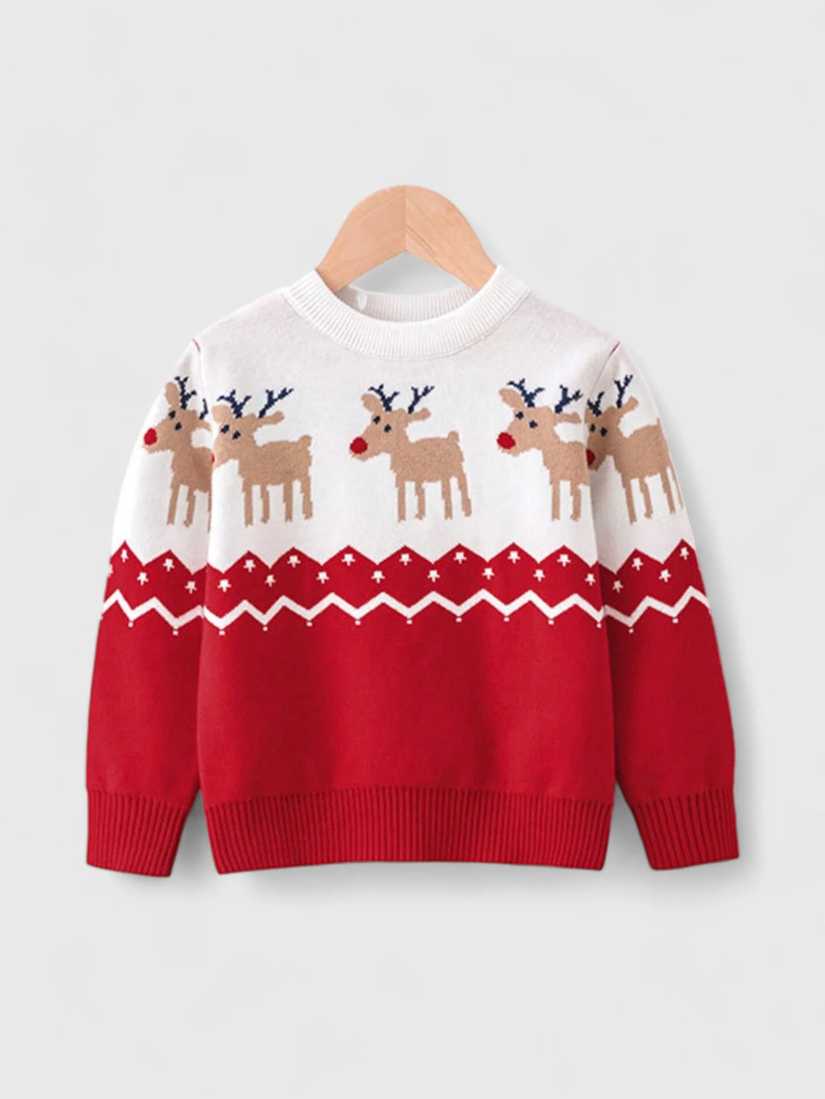 Boys Reindeer Chevron Knit Sweater