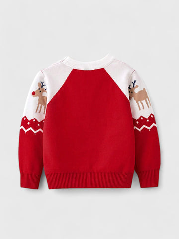 Boys Reindeer Chevron Knit Sweater