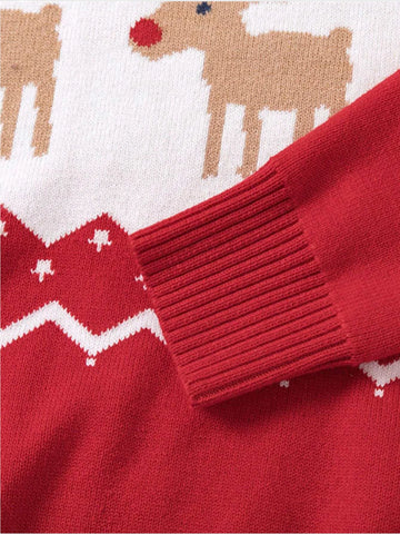 Boys Reindeer Chevron Knit Sweater