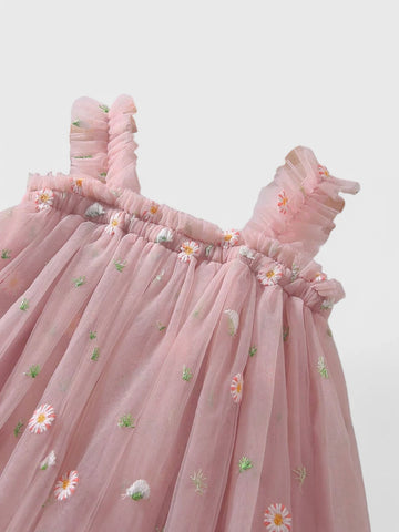 Baby Girl Floral Embroidery Tulle Dress