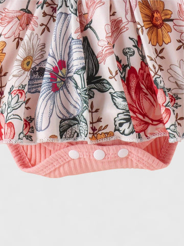 2 in 1 Baby Girl Floral Long Sleeve Dress