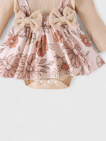 2 in 1 Baby Girl Floral Long Sleeve Dress
